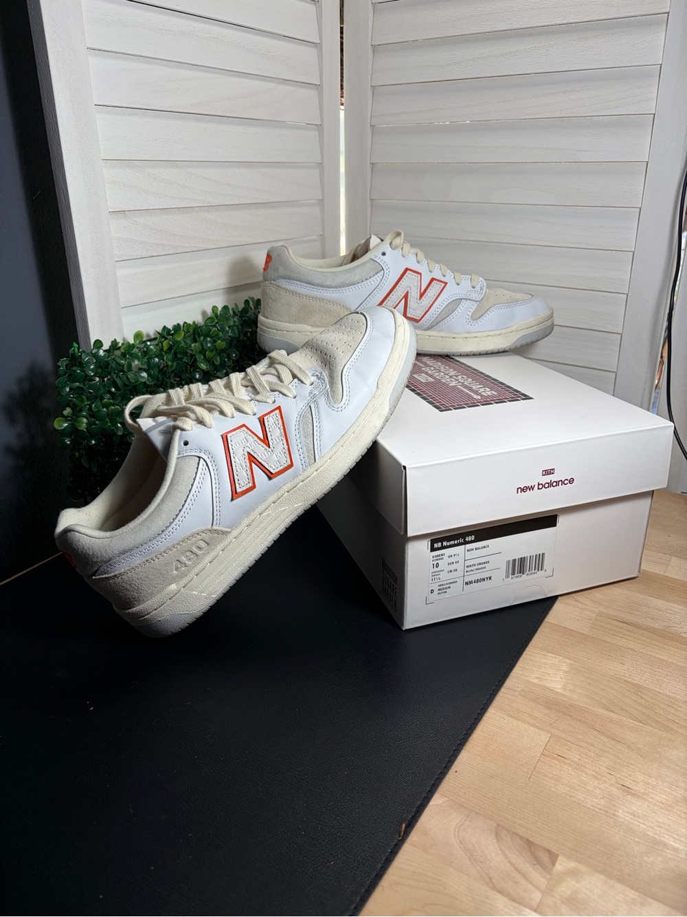 Kith x MSG New Balance Numeric 480 Knicks White Orange Size 10 NM480NYK with Box